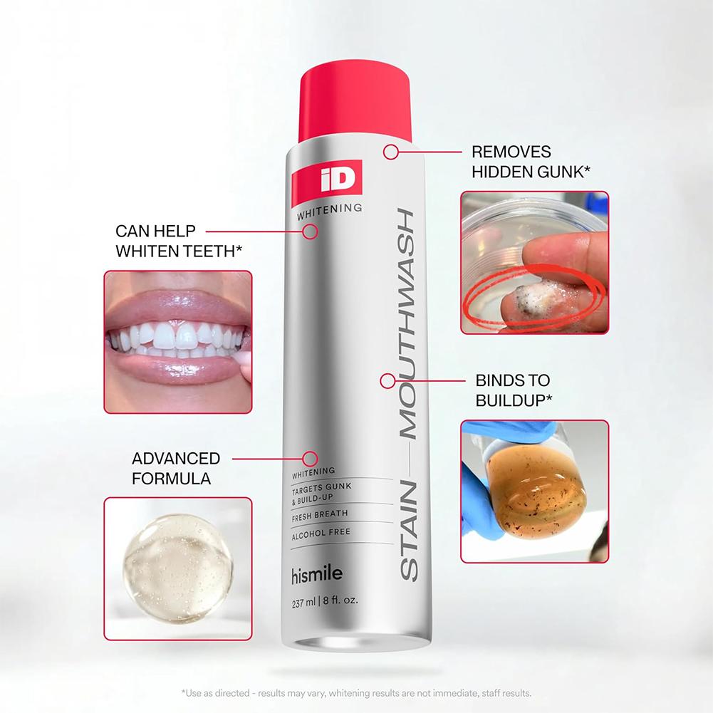 Teeth Whitening And Stain Removal - Enjuague bucal sin alcohol Hismile iD,