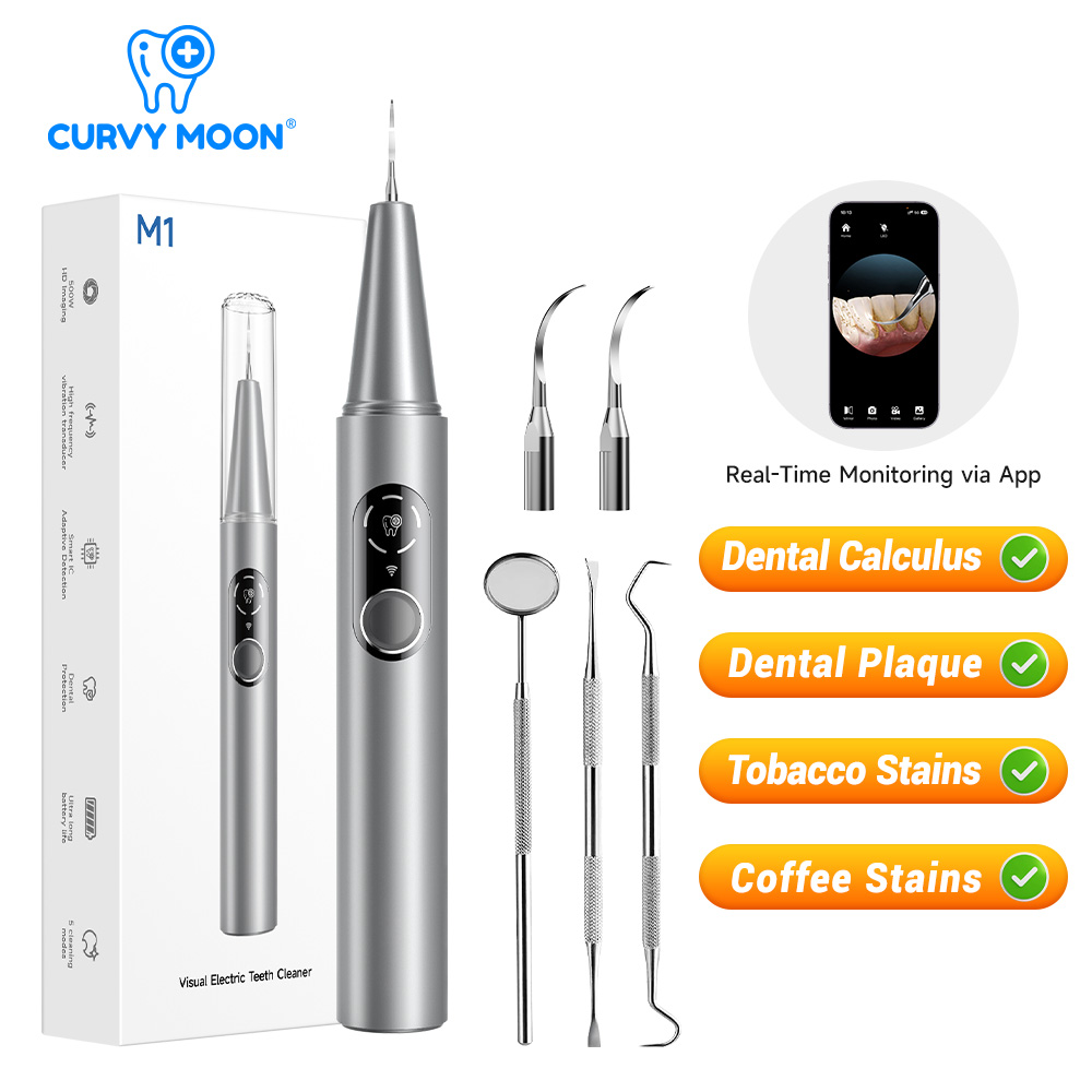 Teeth Whitening Naturally - CURVY MOON Limpiador Dental Eléctrico Ultrasónico